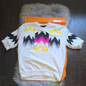 Coach Hawk Feather Side Zip  Pullover Sweater, Size Small